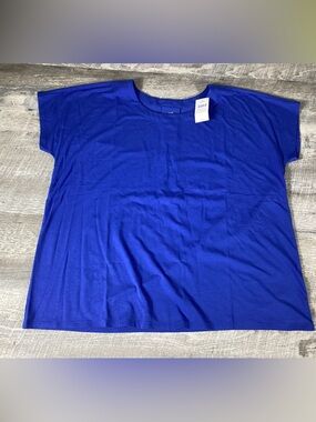 J Jill Luxe Supima Tee Womens LT Blue Scoop Neck Short Sleeve Stretch NWT